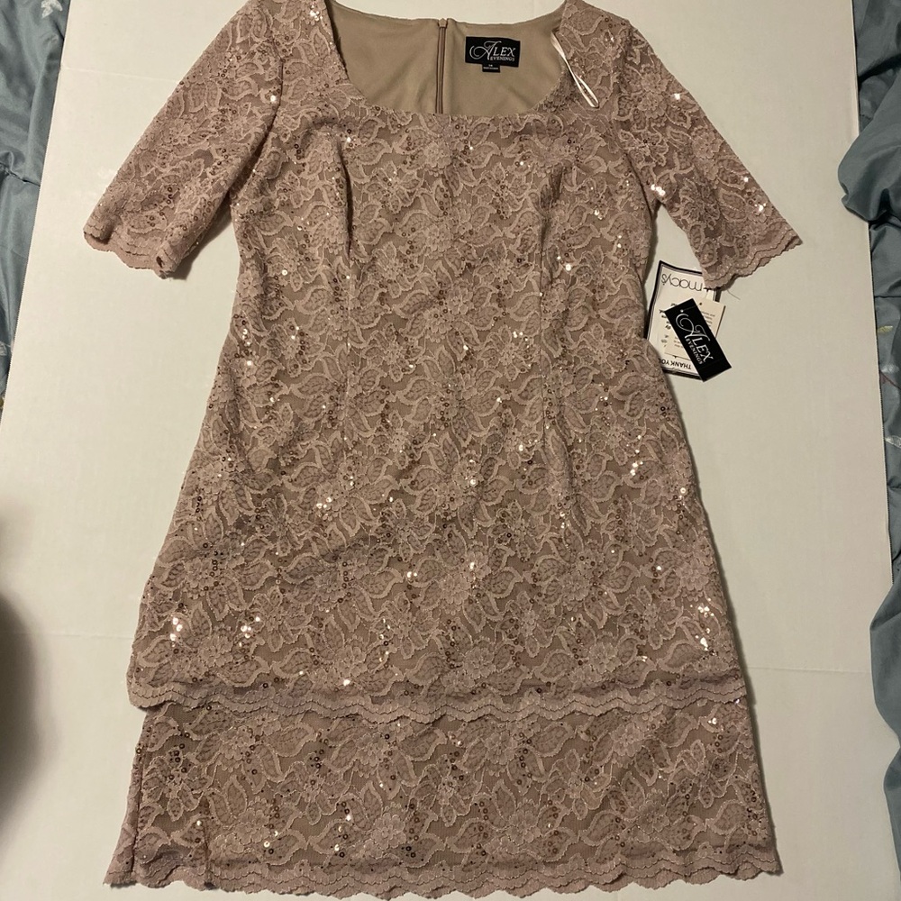 Alex Evenings sparkly beige evening dress